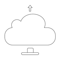 Minimalist cloud computing line icon representing data storage, technology, and digital services.