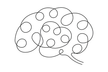Human brain continuous one line art drawing of intelligence vector illustration 

