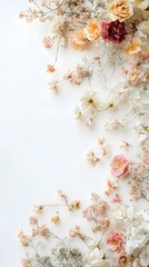 A classic white backdrop with pastel-colored floral accents, leaving plenty of room for product placement.