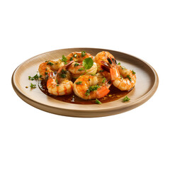 Gambas Al Ajillo presented served in a plate