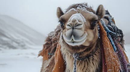 Camel on a winter day