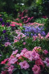 A beautiful garden filled with various types of flowers in full bloom