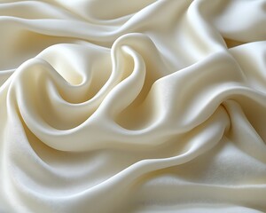 Obraz premium Creamy off-white silk fabric with elegant folds and drapes.