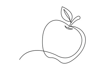 Continuous one line art drawing of apple fruit design

