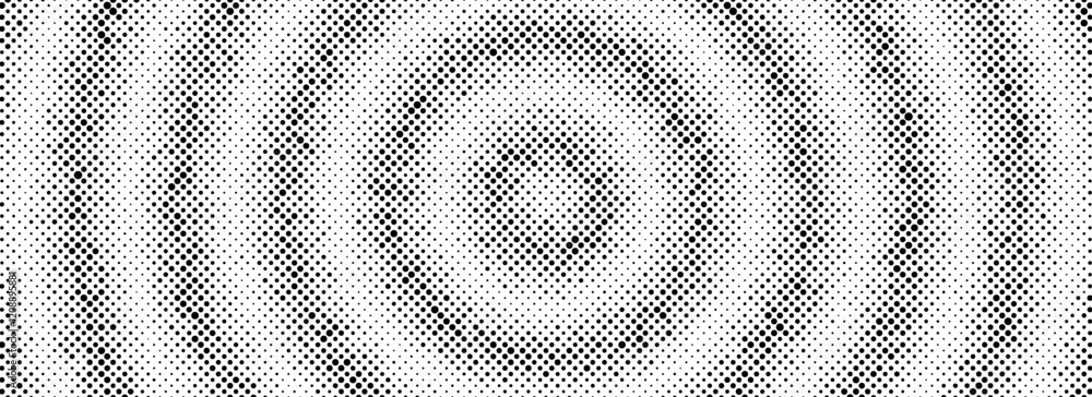 Poster radial halftone circle background. black dotted sound wave ring wallpaper. stipple epicenter, target