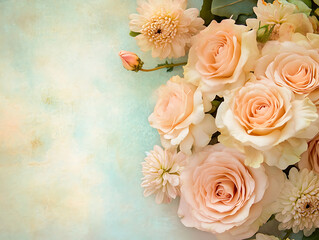 An elegant bouquet of roses and chrysanthemums arranged in a soft, flowing design