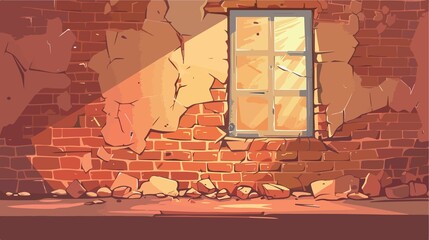 Damaged Wall Brick Flat Vector Illustration