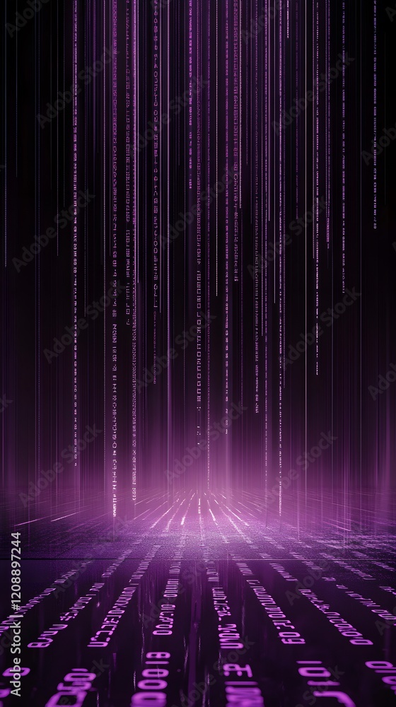 Poster binary code background, blue color, matrix, with lines creating a futuristic atmosphere, conveying a