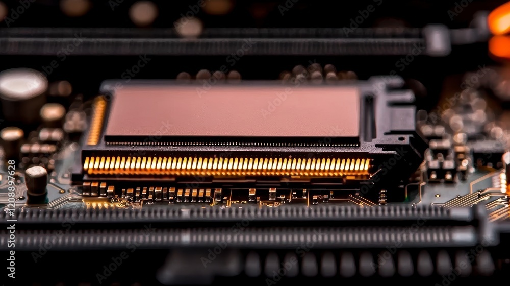 Poster close up microchip circuit board technology electronics hardware computer digital in