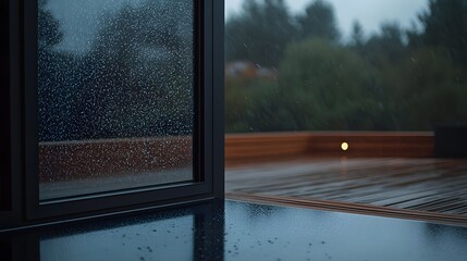 Fototapeta premium Glass Window Capturing Calmess and Relaxarion in Rainy Day