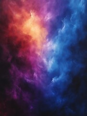 Colorful, dramatic cloudscape with vibrant hues of red, blue, and purple.