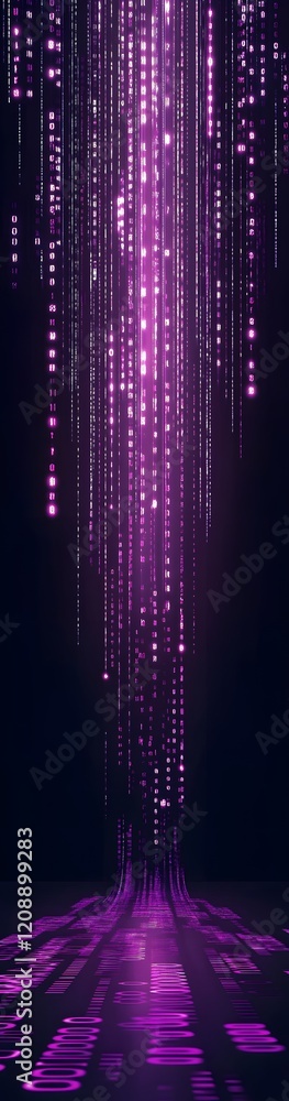 Poster binary code background, blue color, matrix, with lines creating a futuristic atmosphere, conveying a