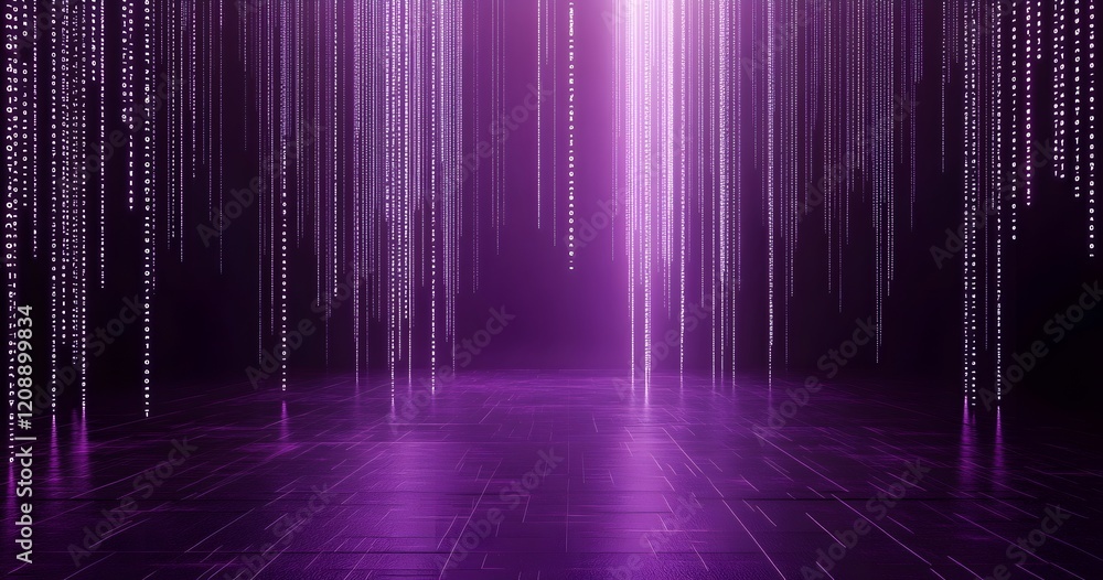 Poster binary code background, blue color, matrix, with lines creating a futuristic atmosphere, conveying a