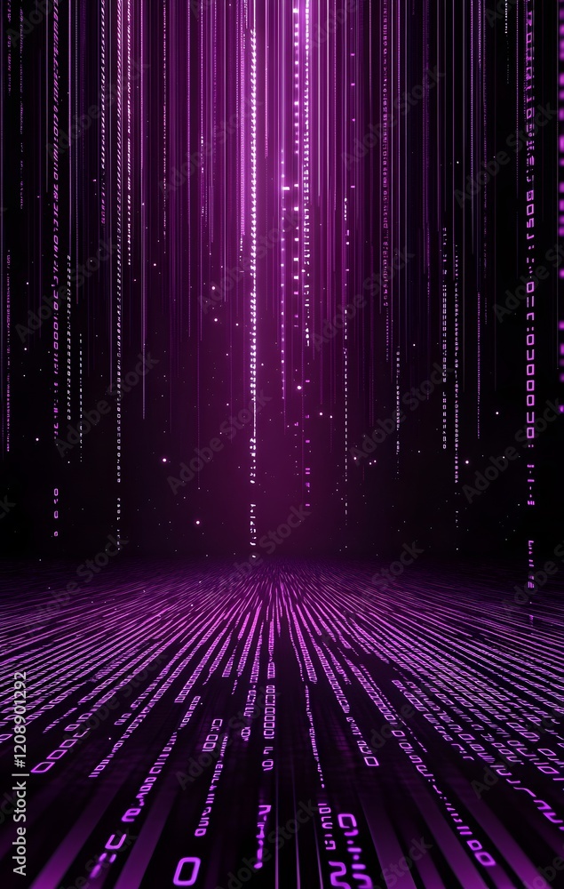 Poster binary code background, blue color, matrix, with lines creating a futuristic atmosphere, conveying a