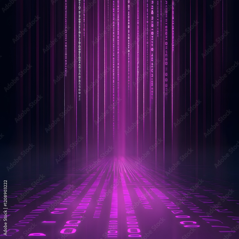 Poster binary code background, blue color, matrix, with lines creating a futuristic atmosphere, conveying a