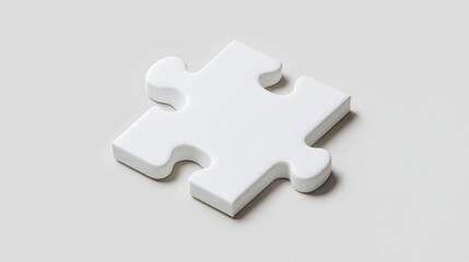 White Puzzle Piece on Clean Background for Conceptual Imagery