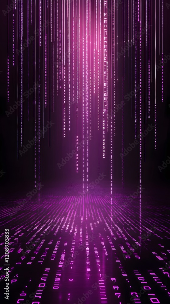 Poster binary code background, blue color, matrix, with lines creating a futuristic atmosphere, conveying a