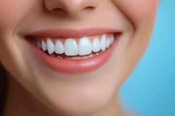 Obraz premium Close-up of a woman's bright, healthy smile. Perfect for dental, beauty, or health websites.