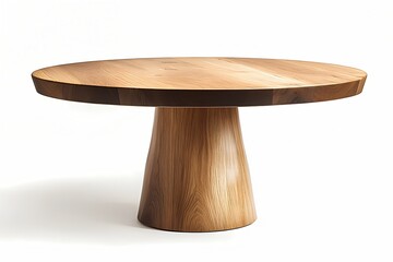 Modern Wooden Round Table with Unique Pedestal Base