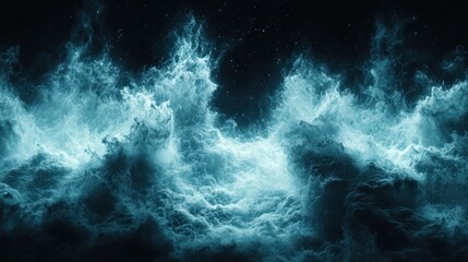 Obraz premium Dramatic waves illuminated in shades of blue, creating a powerful oceanic scene.