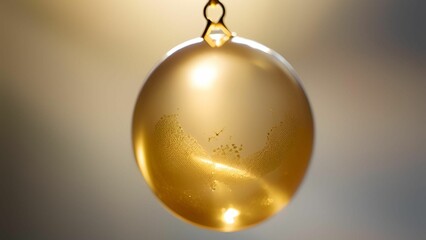 A glowing golden pearl resting inside a sleek, black seashell, illuminated by dramatic lighting against a dark background, golden and pearl sea, Generative AI