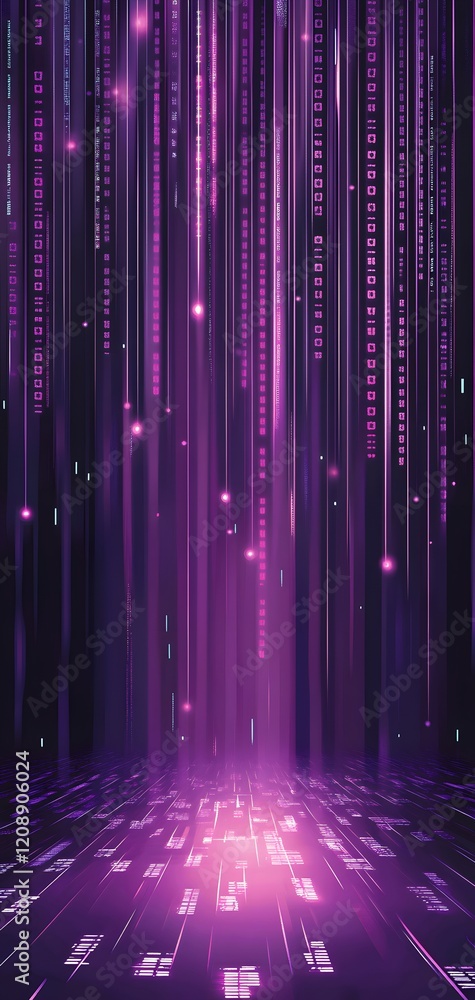 Poster binary code background, blue color, matrix, with lines creating a futuristic atmosphere, conveying a