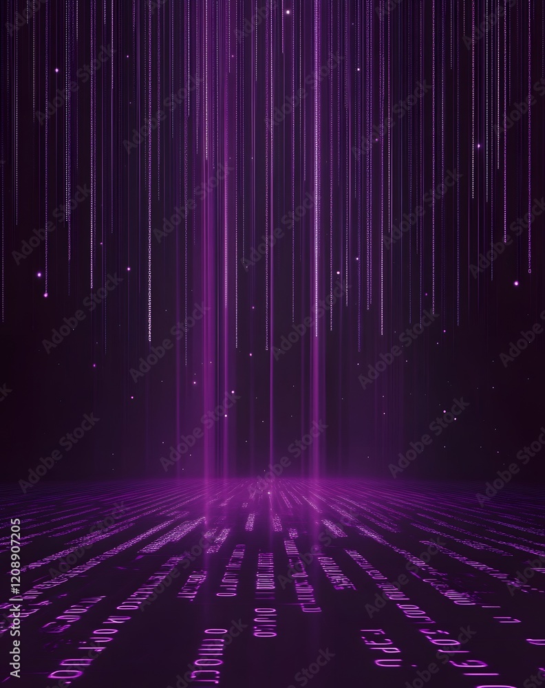 Poster binary code background, blue color, matrix, with lines creating a futuristic atmosphere, conveying a