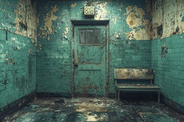 Abandoned psychiatric hospital interior slung derelict forsaken outcast
