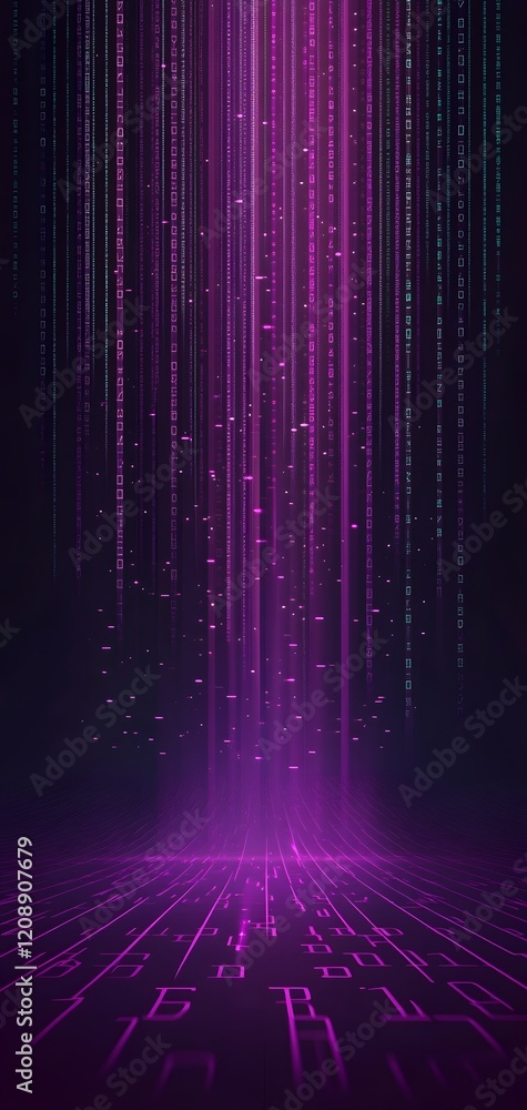 Poster binary code background, blue color, matrix, with lines creating a futuristic atmosphere, conveying a