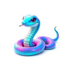 Fototapeta premium A Snake with Holographic Colors Isolated on White Background