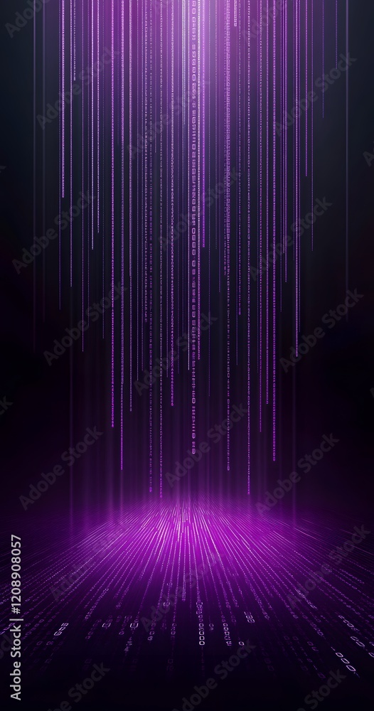 Poster binary code background, blue color, matrix, with lines creating a futuristic atmosphere, conveying a