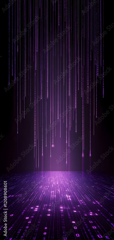 Poster binary code background, blue color, matrix, with lines creating a futuristic atmosphere, conveying a