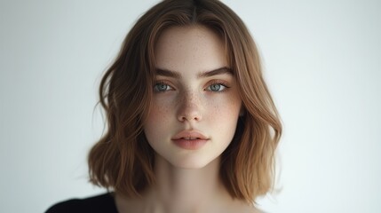 Naklejka premium close up face portrait of a multiracial woman with pretty beautiful clean skin and no makeup smiling confidently, facial and beauty