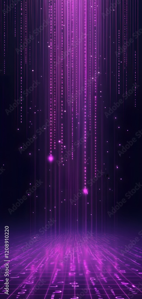 Poster binary code background, blue color, matrix, with lines creating a futuristic atmosphere, conveying a