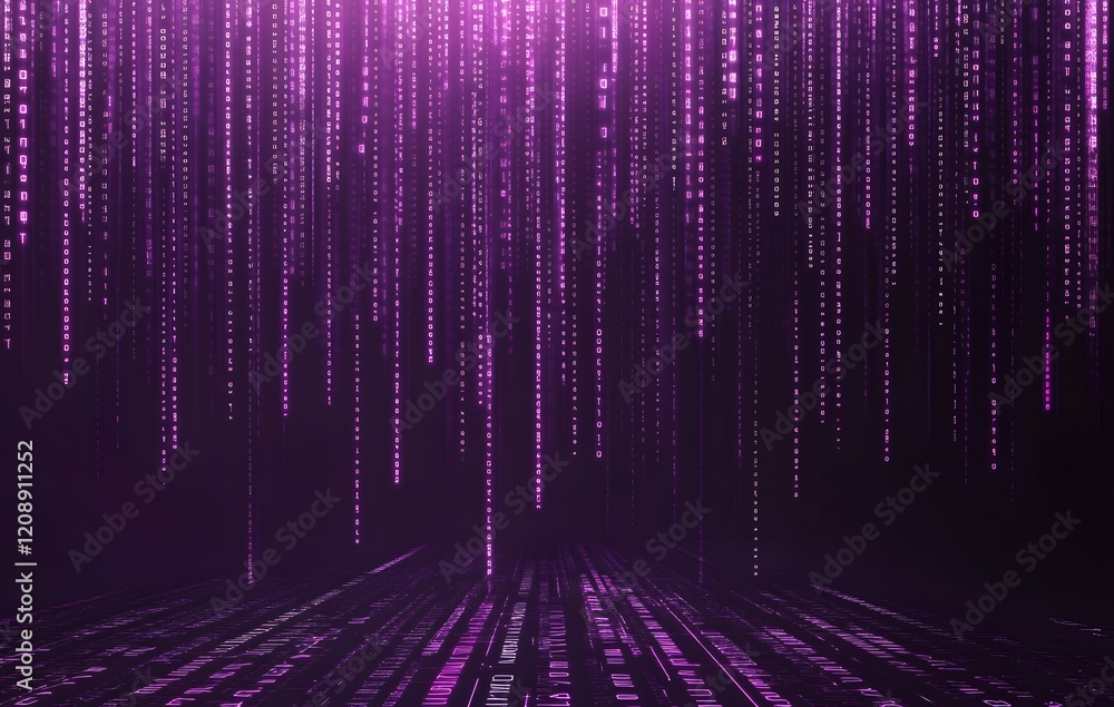 Poster binary code background, blue color, matrix, with lines creating a futuristic atmosphere, conveying a
