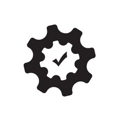 black sign checkmark gear icon vector element design