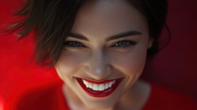 woman with fake smile, creepy smile	

