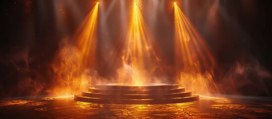Golden Stage with Spotlight