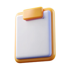 3d white clipboard task management isolated on white background. Cartoon plastic style icon. High quality image