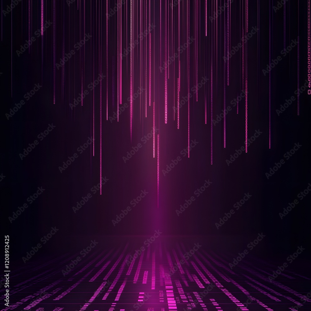 Poster binary code background, blue color, matrix, with lines creating a futuristic atmosphere, conveying a