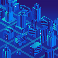 Obraz premium stock vector futuristic business city in isometric view