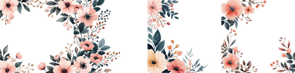 Elegant and romantic floral background with pink and white blooming flowers branches and lush foliage  This beautiful botanical pattern can be used for greeting cards wedding invitations