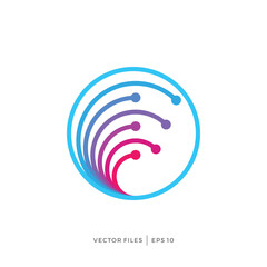 simple design logo fiber optic data outline inside circle