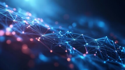 Abstract blue background data technology glowing lines for banners, posters and social media.