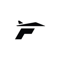simple design logo initial F with jet plane