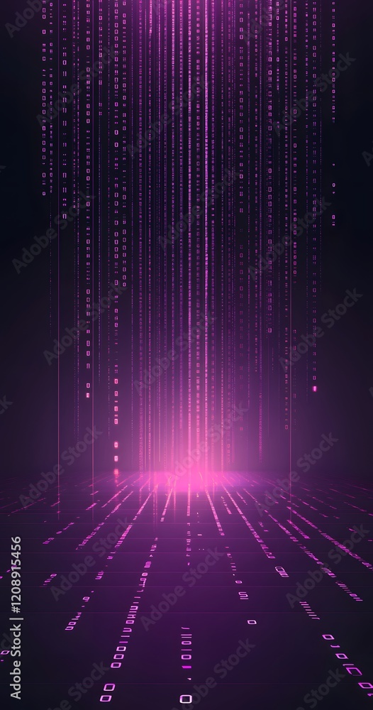 Poster binary code background, blue color, matrix, with lines creating a futuristic atmosphere, conveying a