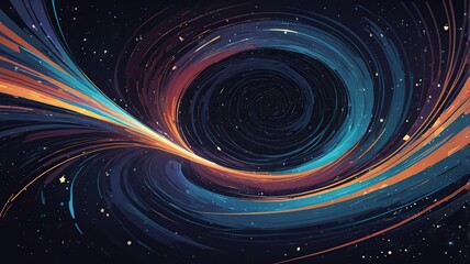 Space-themed abstract, swirling star trails in deep space colors.