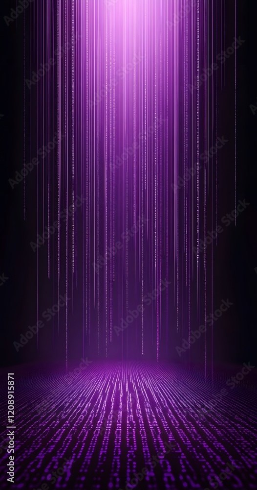 Poster binary code background, blue color, matrix, with lines creating a futuristic atmosphere, conveying a