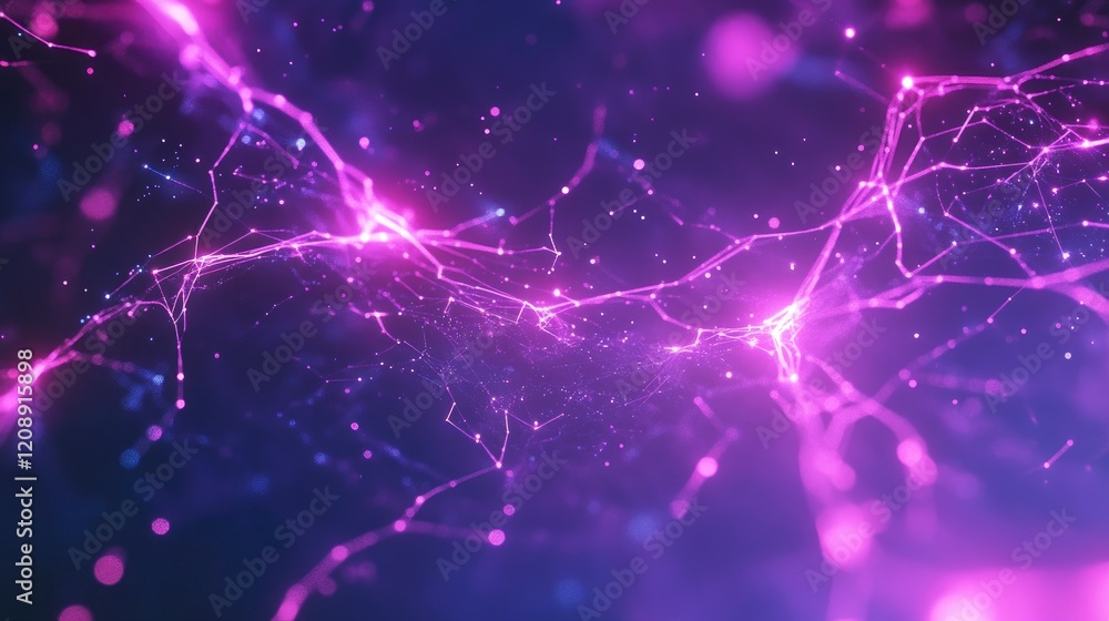 Poster abstract technology network with glowing nodes and lines. modern and sophisticated background for ba