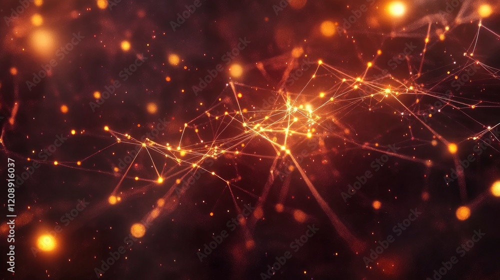 Aufkleber abstract technology network with glowing nodes and lines. modern and sophisticated background for ba